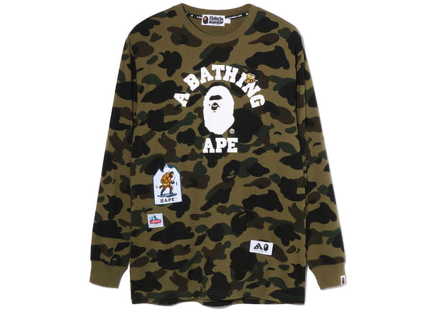 Тениска BAPE Multi Label 1st Camo L/S Tee Зелено | 1I80-211-001, 0