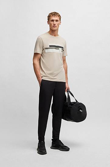 Тениска BOSS Relaxed Fit Stretch T-Shirt with Logo Artwork Бежово | 50538923, 1