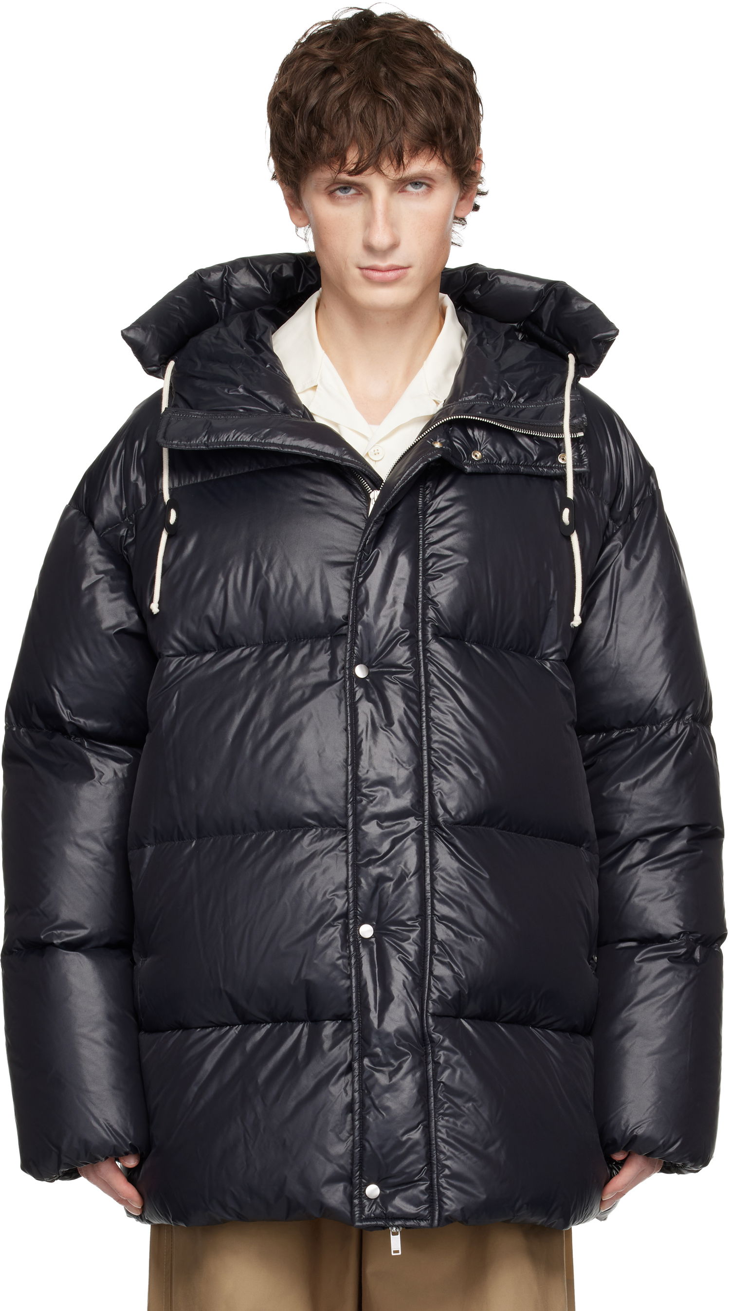Пухо яке Jil Sander Jil Sander Hooded Down Jacket Тъмно синьо | J47AF0158_J70007, 0