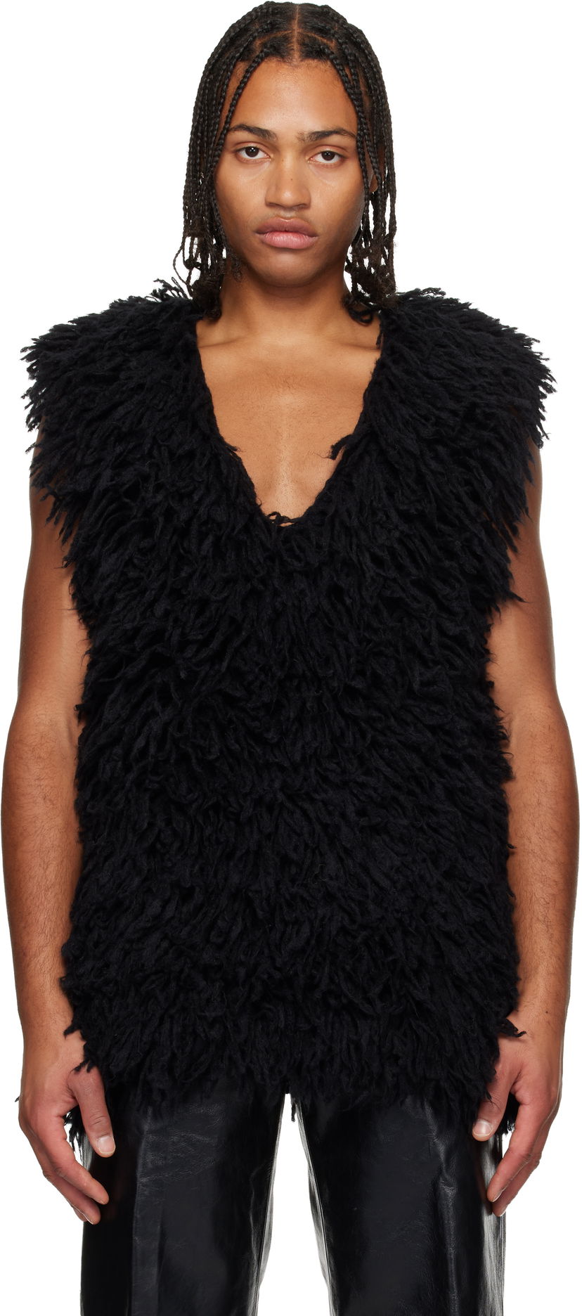 Жилетка Dries Van Noten Dries Van Noten Shag-Knit Vest Черно | 252-021227-2725