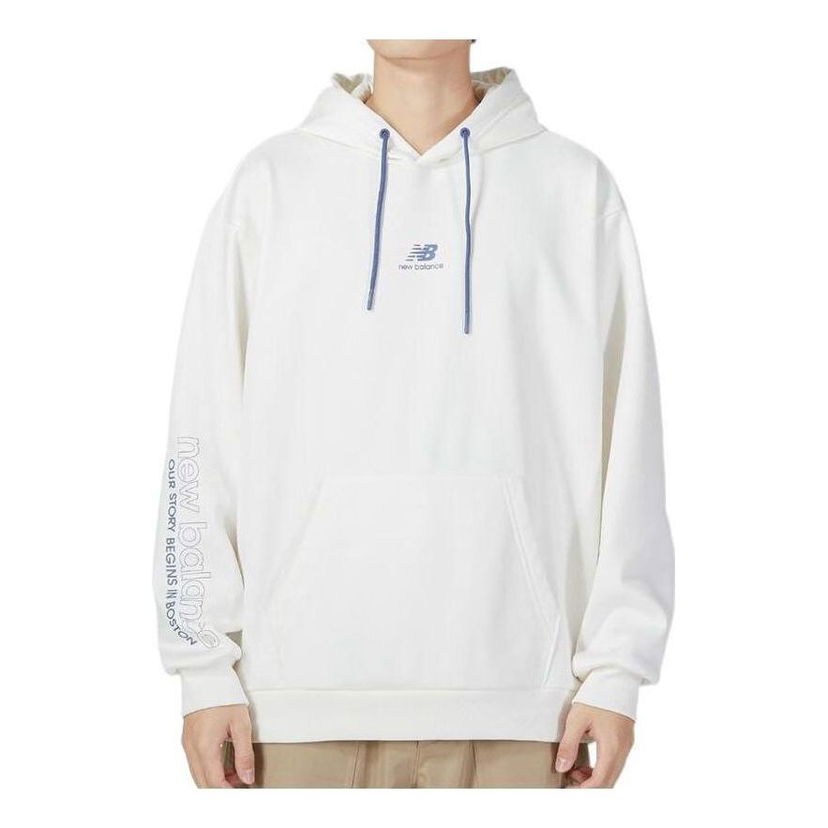 Суитчър New Balance Print Logo Hoodie Бяло | 5CC44623-IV