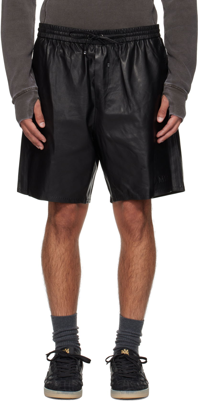 Къси панталони AMIRI AMIRI Lightweight Leather Shorts Черно | AMLTSH1017