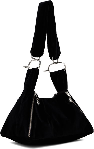 Чанта през рамо Chopova Lowena Chopova Lowena Mini Pyramid Velvet Shoulder Bag Черно | 6442, 2