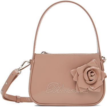 Дамска чанта Blumarine Blumarine Rhinestone Logo Shoulder Bag Розово | P4HHW029A, 0