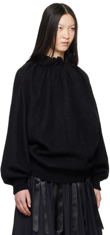 Пуловер Simone Rocha Simone Rocha Gathered Pleated Neck Sweater Черно | MIMK1 0657, 1