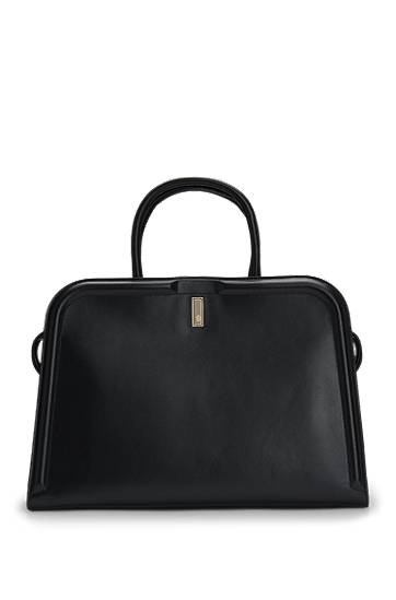 Голяма пазарска чанта BOSS Leather Tote Bag with Detachable Pouch Черно | 50521062