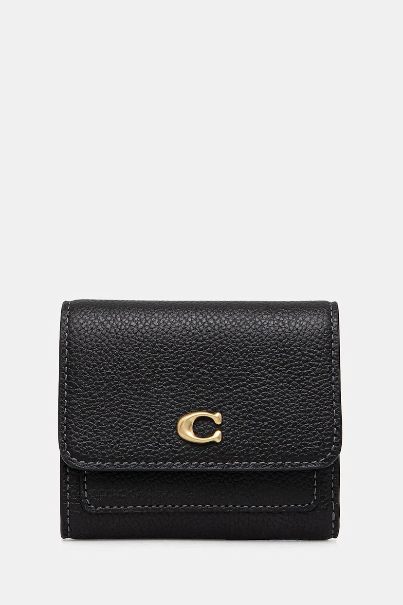 Портфейл Coach Pebbled Leather Mini Flap Wallet Черно | CAO13