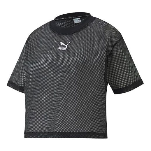 Съкратен топ Puma Puma Casual Mesh Short Sleeve T-Shirt Черно | 598616-01