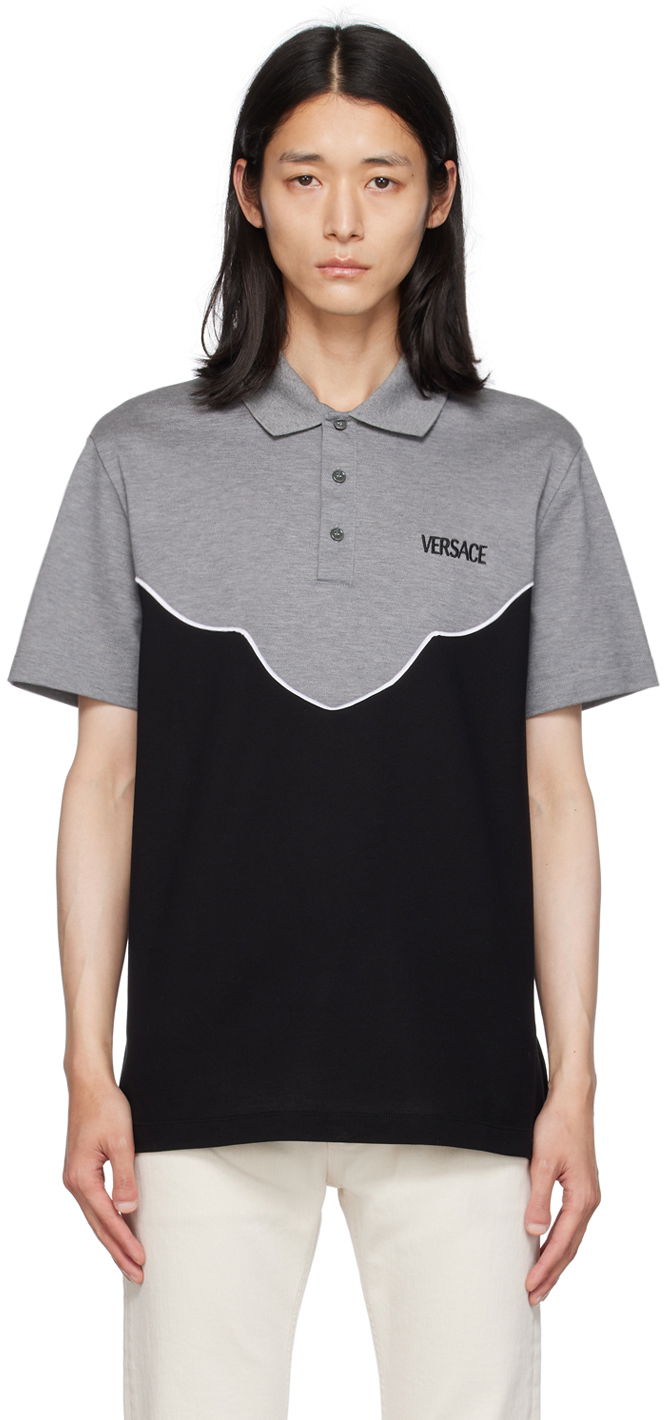 Поло тениска Versace Embroidered Polo Tee Сиво | 1010609_1A07643, 0