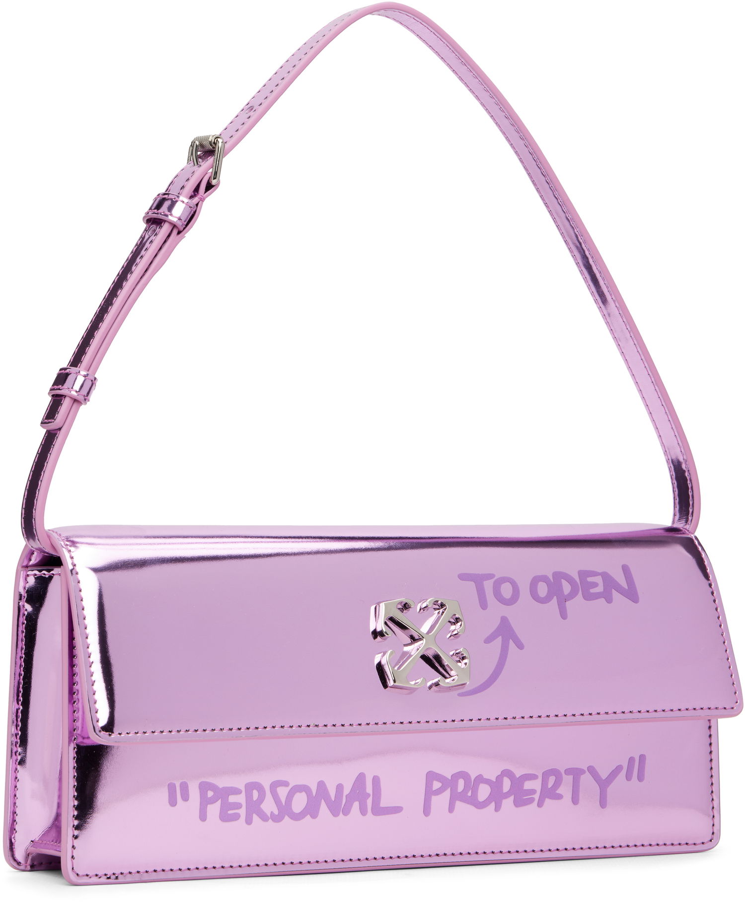 Чанта през рамо Off-White Jitney 1.0 Metallic Flap Shoulder Bag 'Personal Property' Розово | OWNN172F25FAB0023232, 1