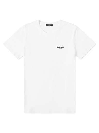 Тениска Balmain Flock Small Logo T-Shirt Бяло | BH1EF000BB04-GAB