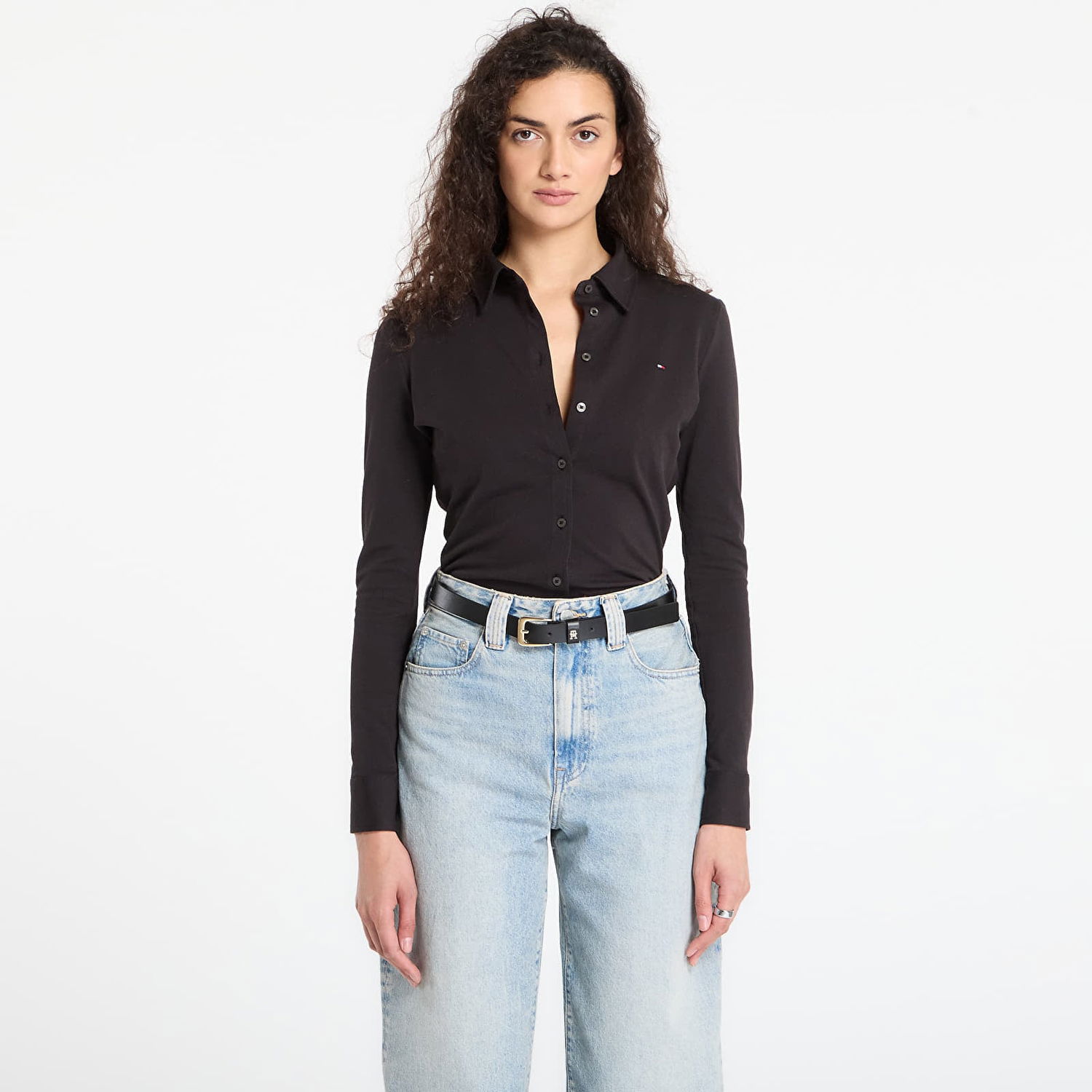 Риза Tommy Hilfiger 1985 Slim Pique Button Down Long Sleeve Shirt Черно | WW0WW43528 BDS, 0