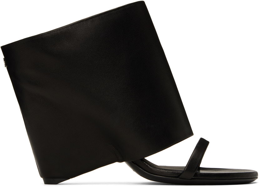 Кецове и обувки Courrèges Courrèges Oblique Wedged Leather Mules Черно | 225SSD037AG0030