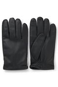Grained-leather gloves with wool lining and touchscreen compatibility