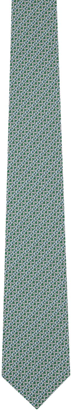 Колани FERRAGAMO Salvatore Ferragamo Gancini Print Silk Tie Зелено | 757583, 0