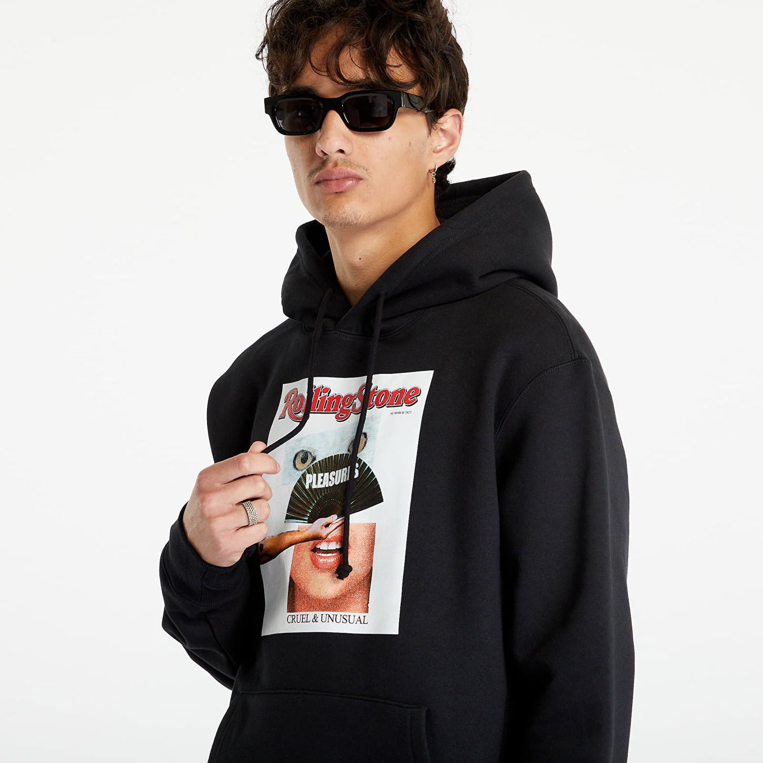 Суитчър Pleasures Rolling Stone Hoodie Черно | P23SU055 BLACK, 1