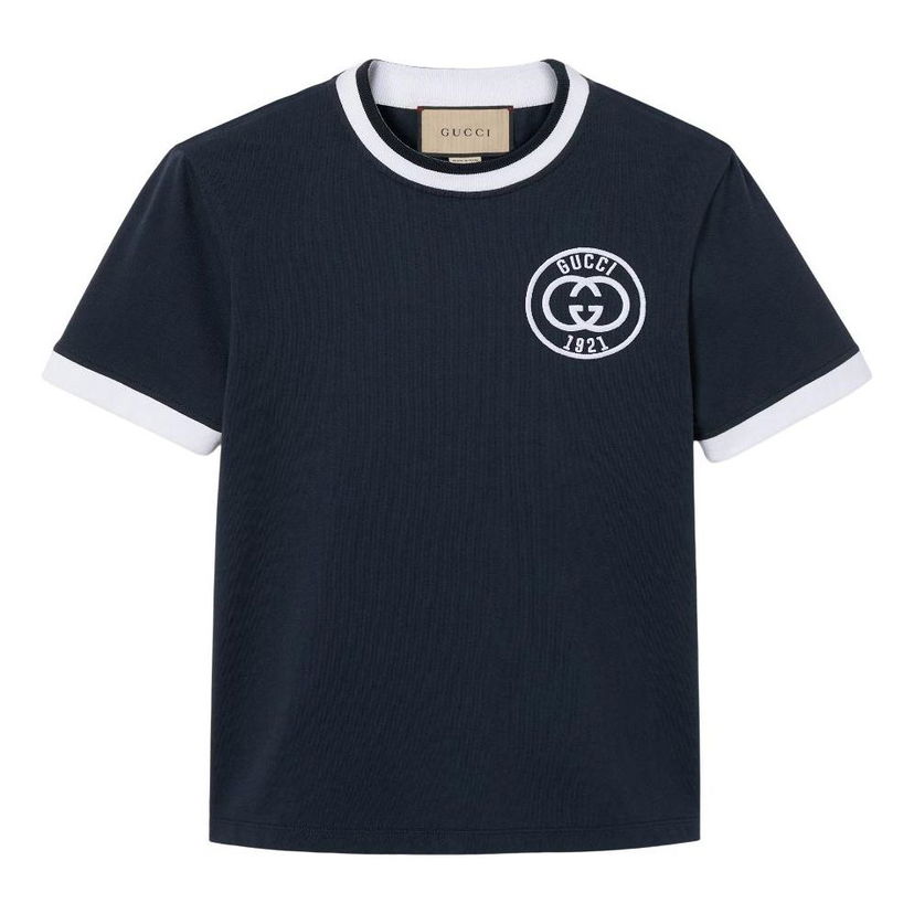 Тениска Gucci Gucci T-Shirt with Embroidery Тъмно синьо | 756596-XJFV8-4930