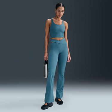 Бутилки за пиене Nike Nike Zenvy High-Waisted Ribbed Flare Leggings Синьо | HJ1846-006, 4