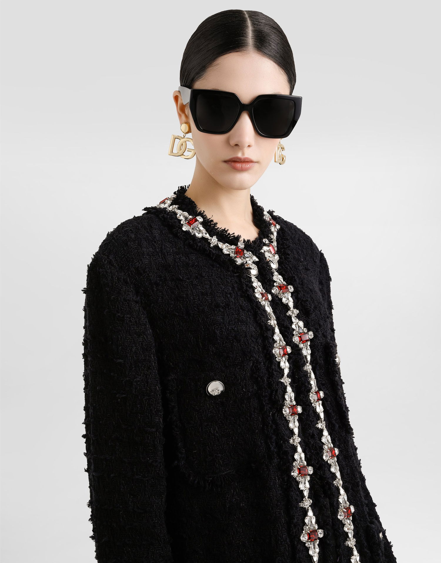 Яке Dolce & Gabbana Dolce & Gabbana Wool Jacket with Jeweled Trim Черно | F29TYZFUTBIN0000, 1