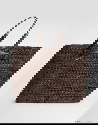 Голяма пазарска чанта Dolce & Gabbana Dolce & Gabbana Raffia Crochet Shopper with Crocodile Embossed Handles Onesize Кафяво | BM2453A9N968C895, 0
