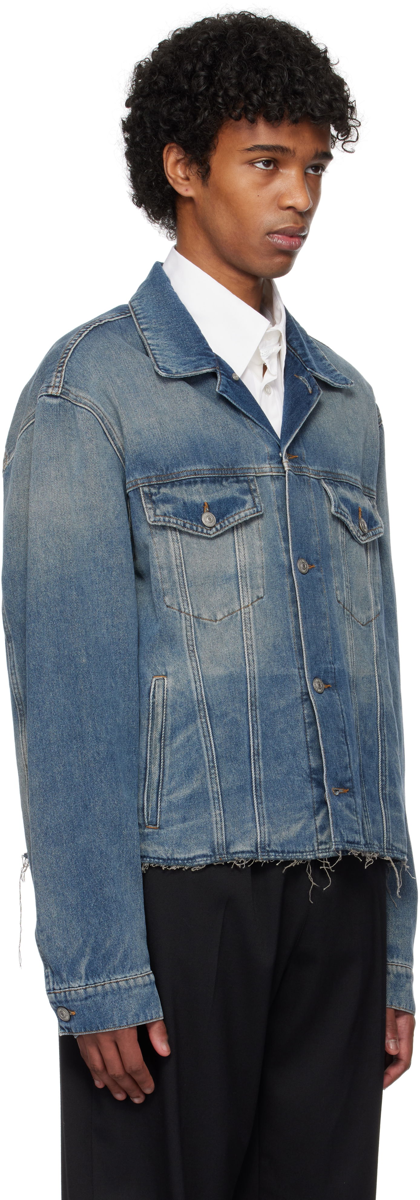 Яке Maison Margiela MM6 Maison Margiela Raw Edge Denim Jacket Синьо | SH0AM0047 M30017, 1