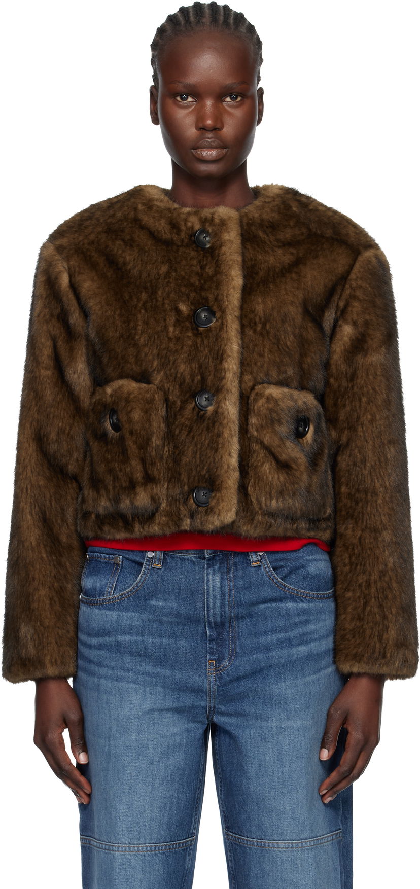 Яке Marc Jacobs Marc Jacobs Teddy Cropped Faux-Fur Jacket Кафяво | 2F5RJC058W07
