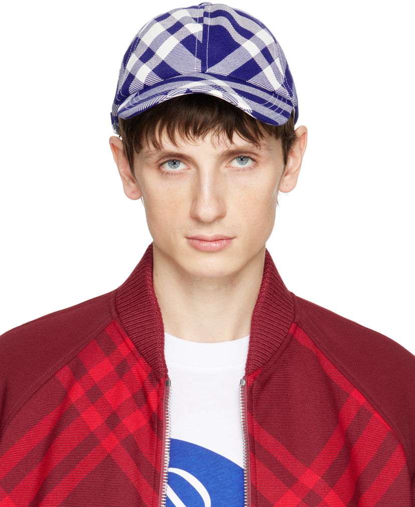 Шапка с козирка Burberry Check Cap Синьо | 8079477