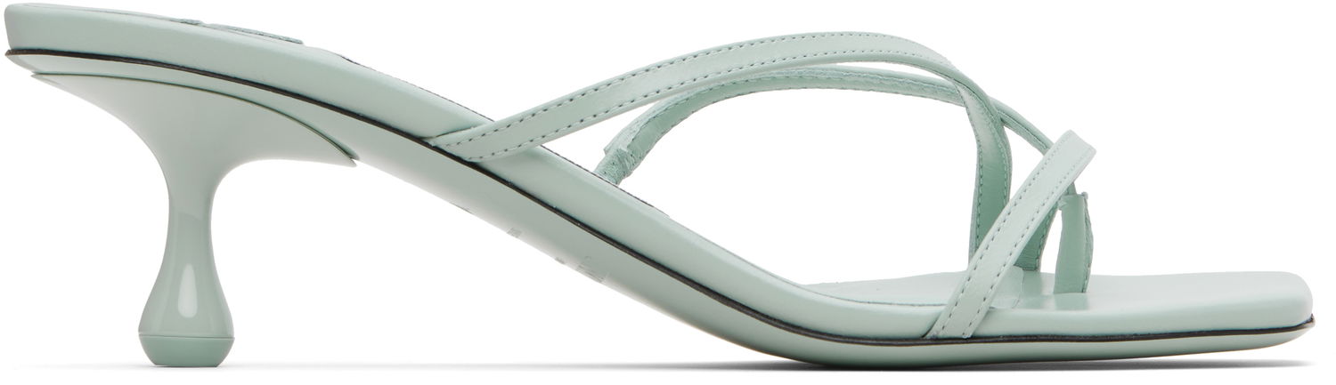 Кецове и обувки Jimmy Choo Etana 50mm Square Toe Strappy Heeled Sandals Зелено | ETANA MULE 50, 0