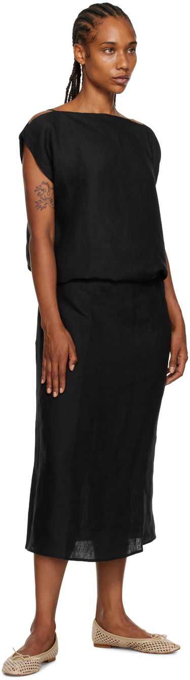 Pокля Baserange Black Linen Maxi Dress Черно | DRLEO-HE-WI23, 3