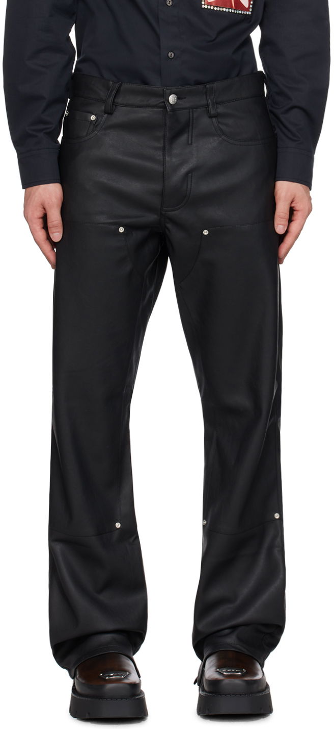 Панталони MISBHV Carpenter Faux-Leather Trousers Черно | 231M311, 0