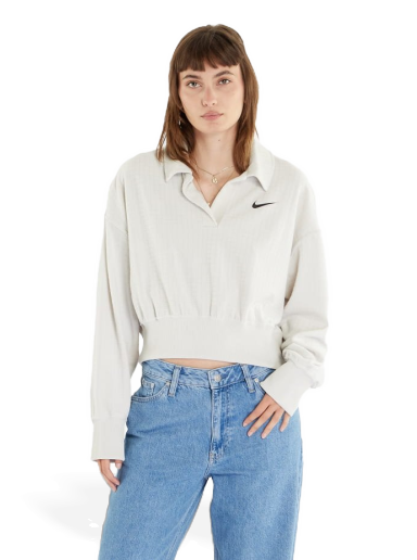 Суитчър Nike Velour Polo Sweatshirt Бяло | DV7814-072