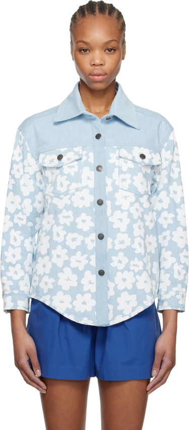Риза MSGM MSGM Floral-Print Denim Shirt Синьо | 3841MDE231 257272, 0