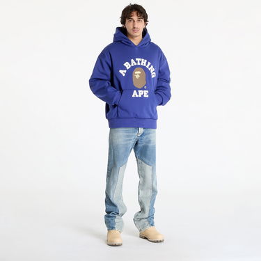 Суитчър BAPE College Puffy Relaxed Fit Pullover Hoodie Синьо | 001PPK801012M BLU, 4