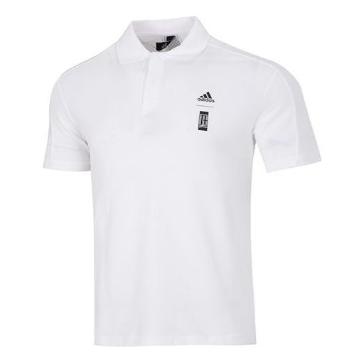 Поло тениска adidas Originals Solid Color Logo Micro Mark Athleisure Casual Sports Short Sleeve Polo Shirt Бяло | HE5166