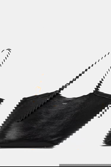 Голяма пазарска чанта Coach Leather Tote Bag Черно | CAM00, 0