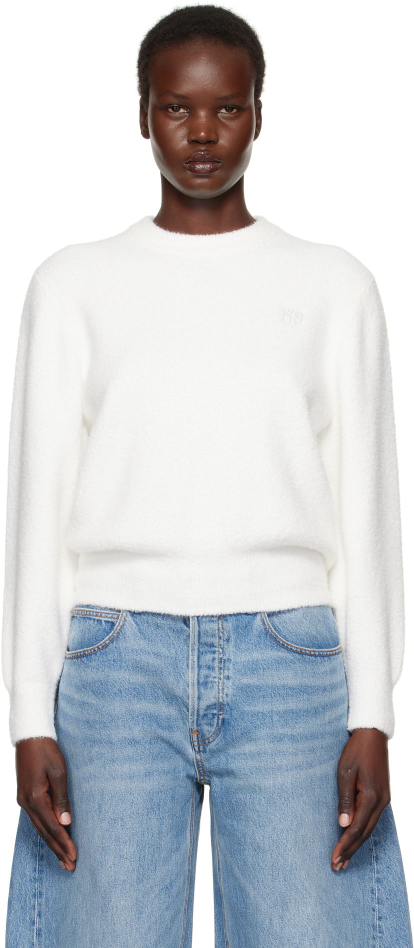 Пуловер Alexander Wang Alexander Wang.T Relaxed Embroidered Logo Sweater Бяло | 4KC1251046