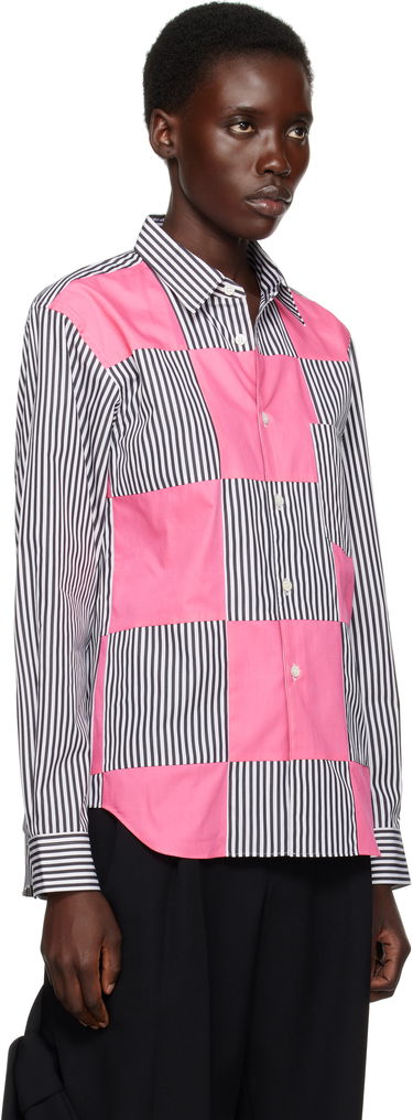 Риза Comme des Garçons Comme des Garçons Homme Plus Broad Stripe and Solid Panel Shirt Розово | PO-B002-051, 1