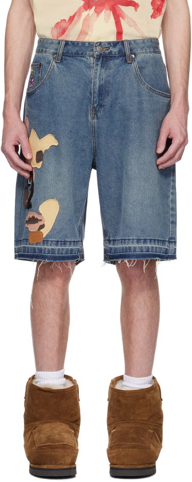 Къси панталони KidSuper KidSuper Face Patchwork Baggy Denim Shorts Синьо | SS25-PT-07, 0