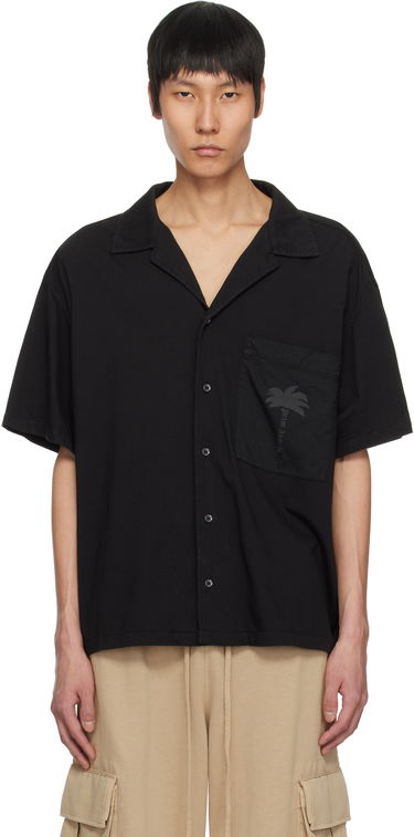 Риза Palm Angels Palm Angels Palm Dyed Bowling Shirt Черно | PMGG009S25FAB0011010, 0