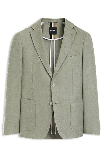 Slim-fit micro-patterned linen blend jacket, 0