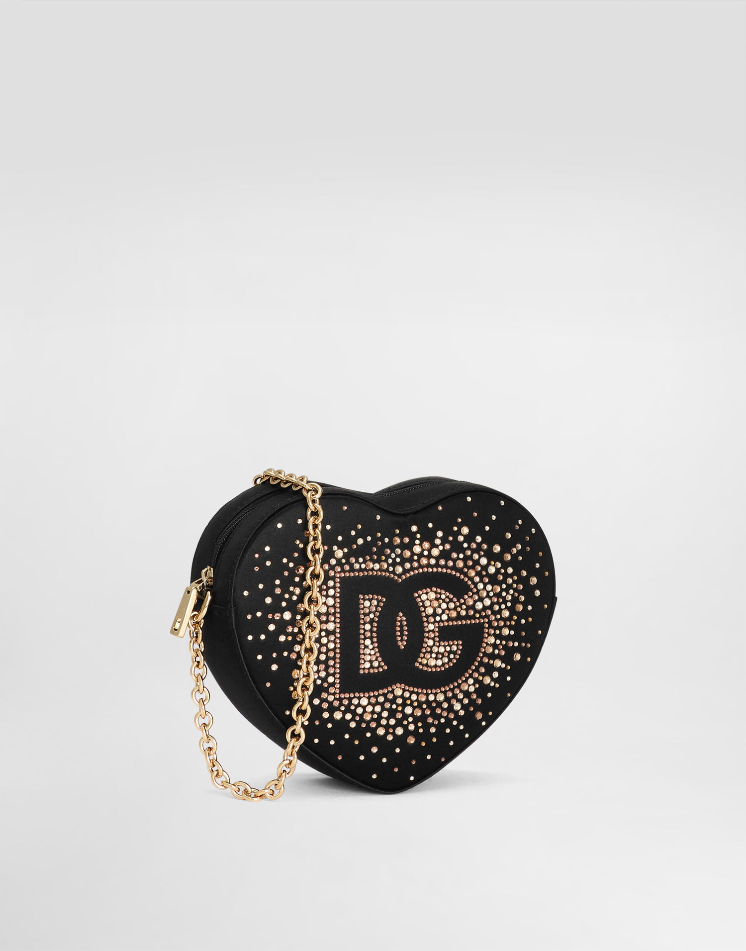 Дамска чанта Dolce & Gabbana Dolce & Gabbana Satin DG Girlie Heart Rhinestone Crossbody Bag Черно | EB0260AB00280999, 1