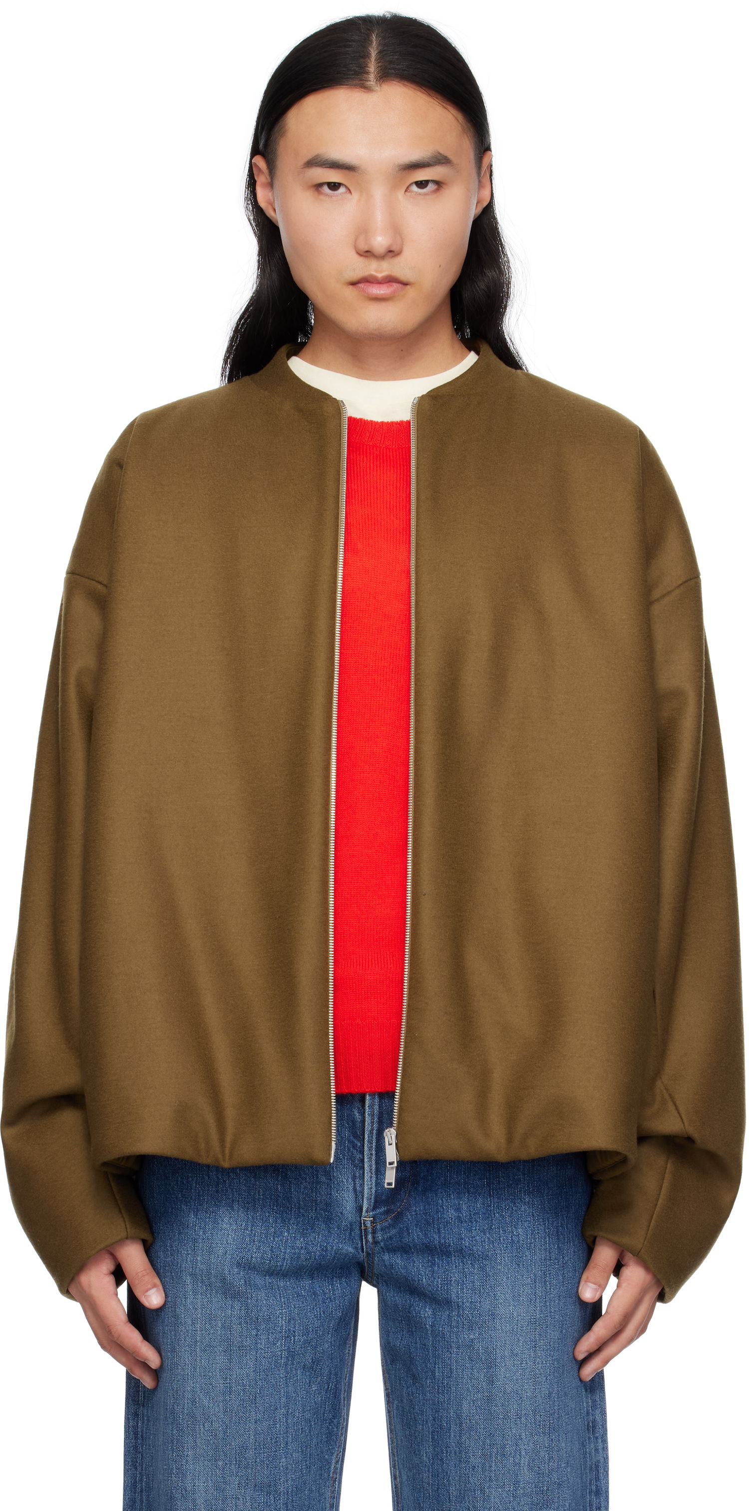 Яке бомбър Jil Sander Zip Up Bomber Jacket Кафяво | J22BN0225_J40045, 0