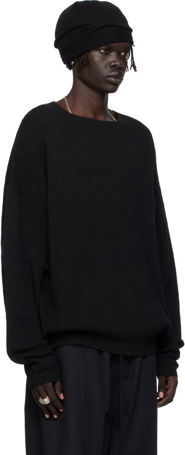 Пуловер Fear of God Fear of God ESSENTIALS Waffle Knit Long Sleeve Crewneck Sweatshirt Черно | 192SP256160F, 1