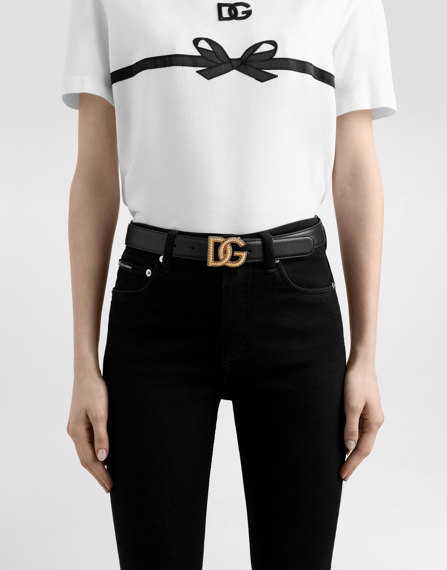 Колани Dolce & Gabbana Dolce & Gabbana DG Logo Leather Belt Черно | BE1663AV95680999, 1