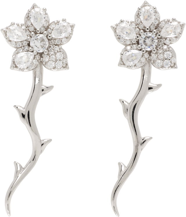 Crystal Floral Thorned Vine Drop Earrings