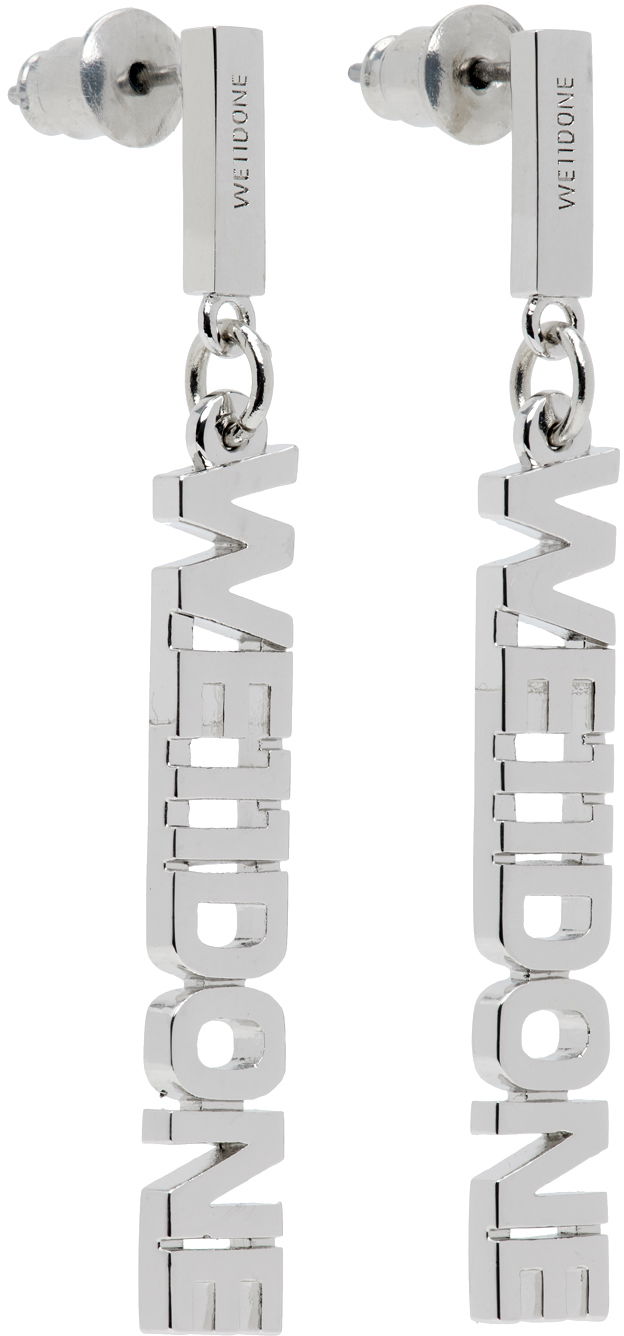 Обеци We11done Lettering Drop Earrings Металик | WD-AJ2-24-524-U-SV, 1