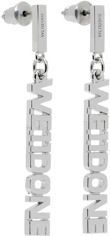 Обеци We11done Lettering Drop Earrings Металик | WD-AJ2-24-524-U-SV, 1