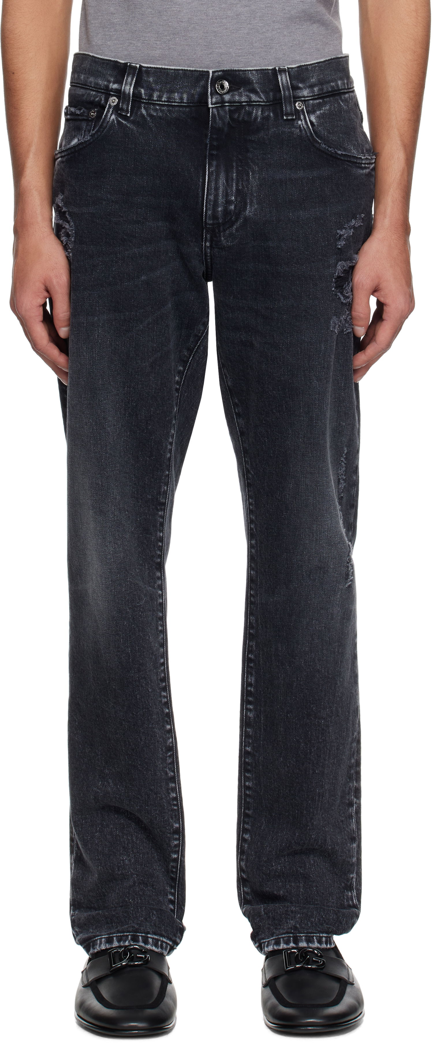 Дънки Dolce & Gabbana Dolce&Gabbana Distressed Jeans Черно | GY07CDG8MI9, 0