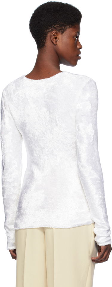 Пуловер TOTEME TOTEME Slim Long Sleeve T-Shirt Бяло | 241-WRT1059-YA0026, 2