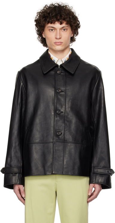 Bode Cropped Continental Leather Jacket, 0